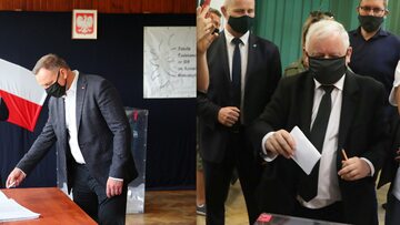 Andrzej Duda i Jarosław Kaczyński podczas wyborów prezydenckich