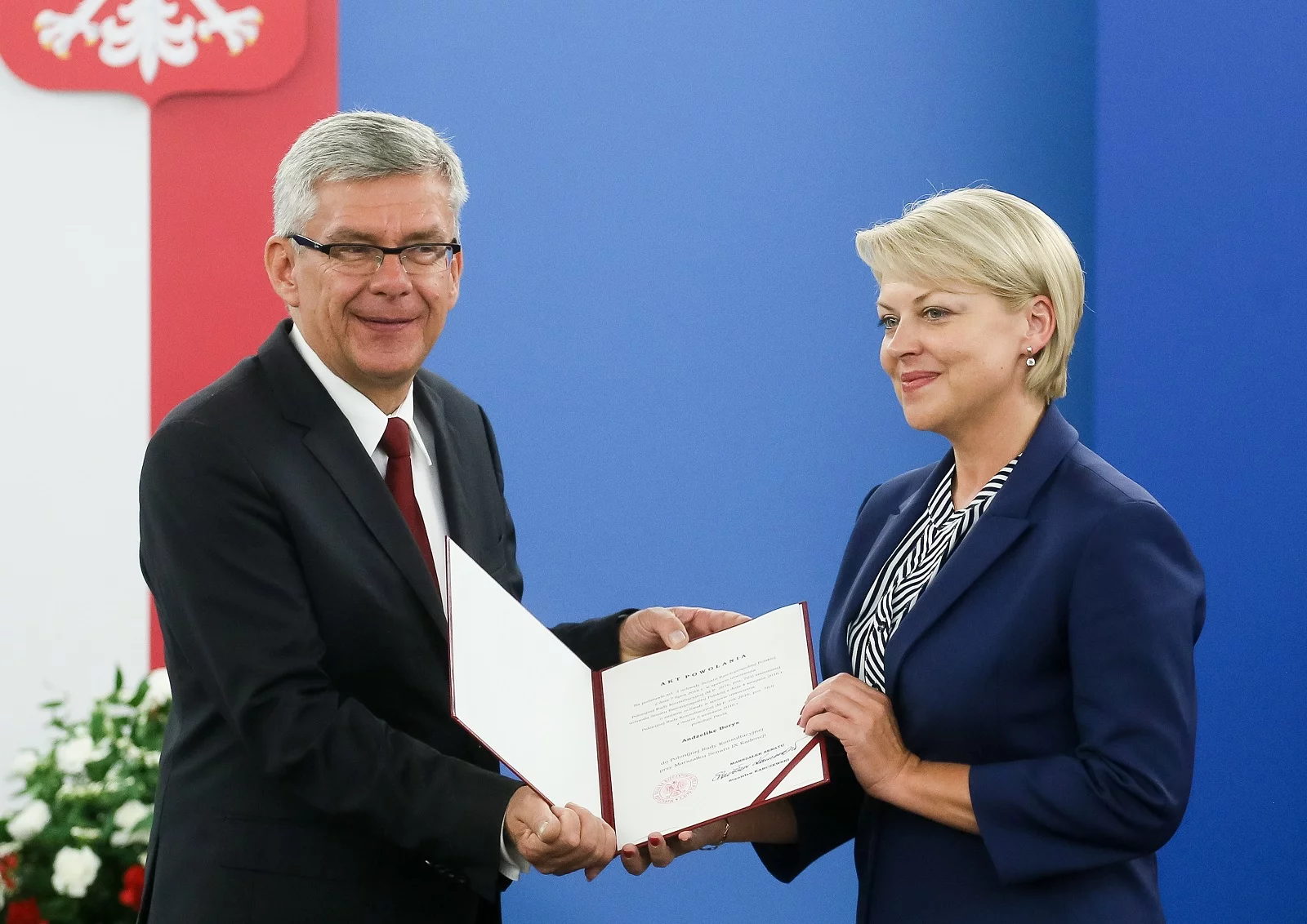 Andżelika Borys oraz marszałek senatu Stanisław Karczewski