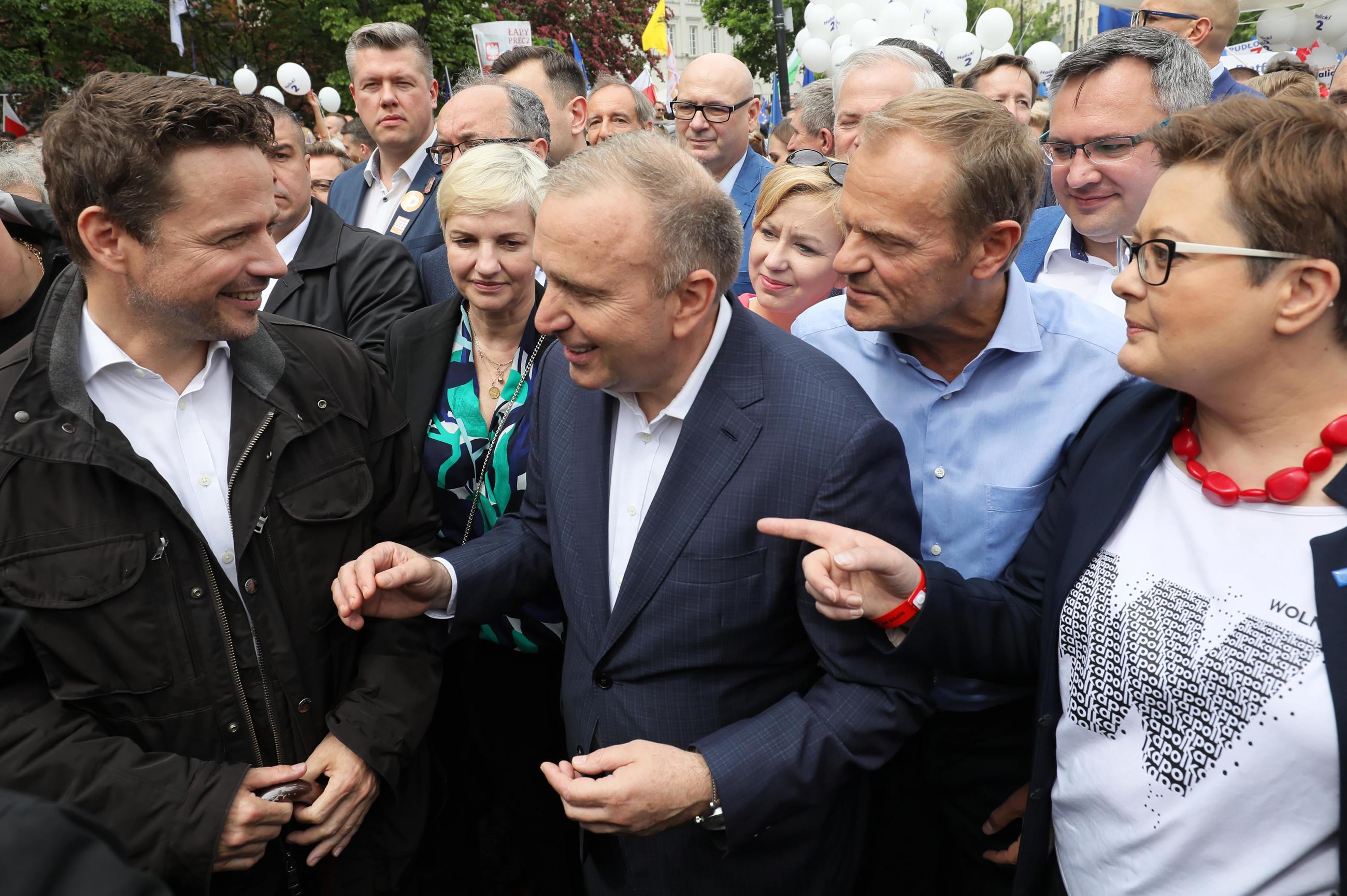 Donald Tusk, Grzegorz Schetyna, Rafał Trzaskowski, Katarzyna Lubnauer