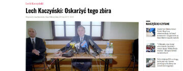 Artykuł "Lech Kaczyński:Oskarżyć tego zbira" na stronie "Gazety Wyborczej"