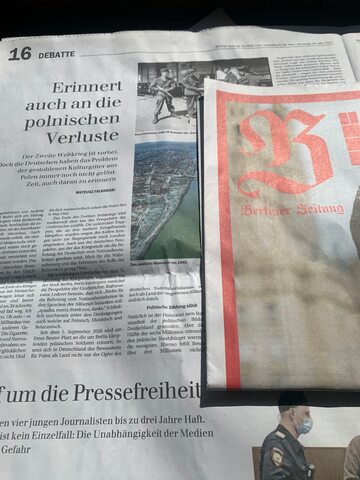 Artykuł "Pamiętajcie o polskich stratach!" w dzienniku "Berliner Zeitung"