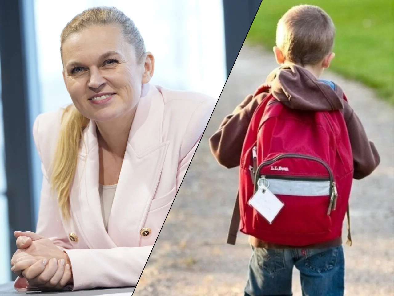 Barbara Nowacka i uczeń