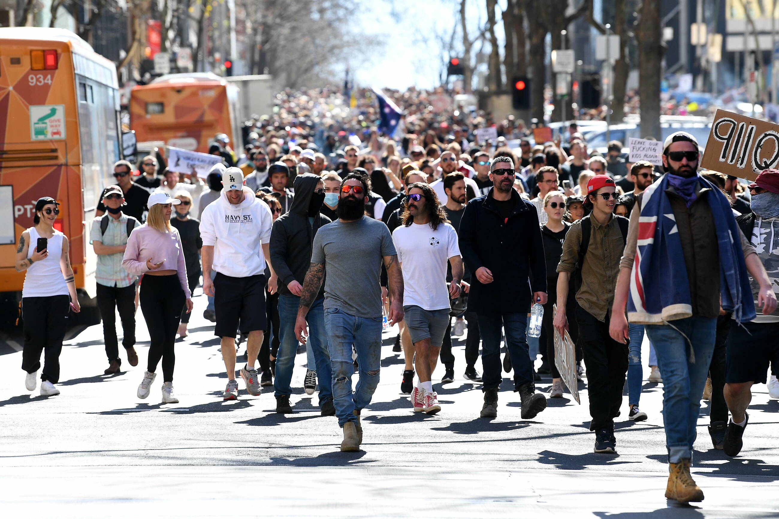 Protest przeciwko lockdownowi w Melbourne