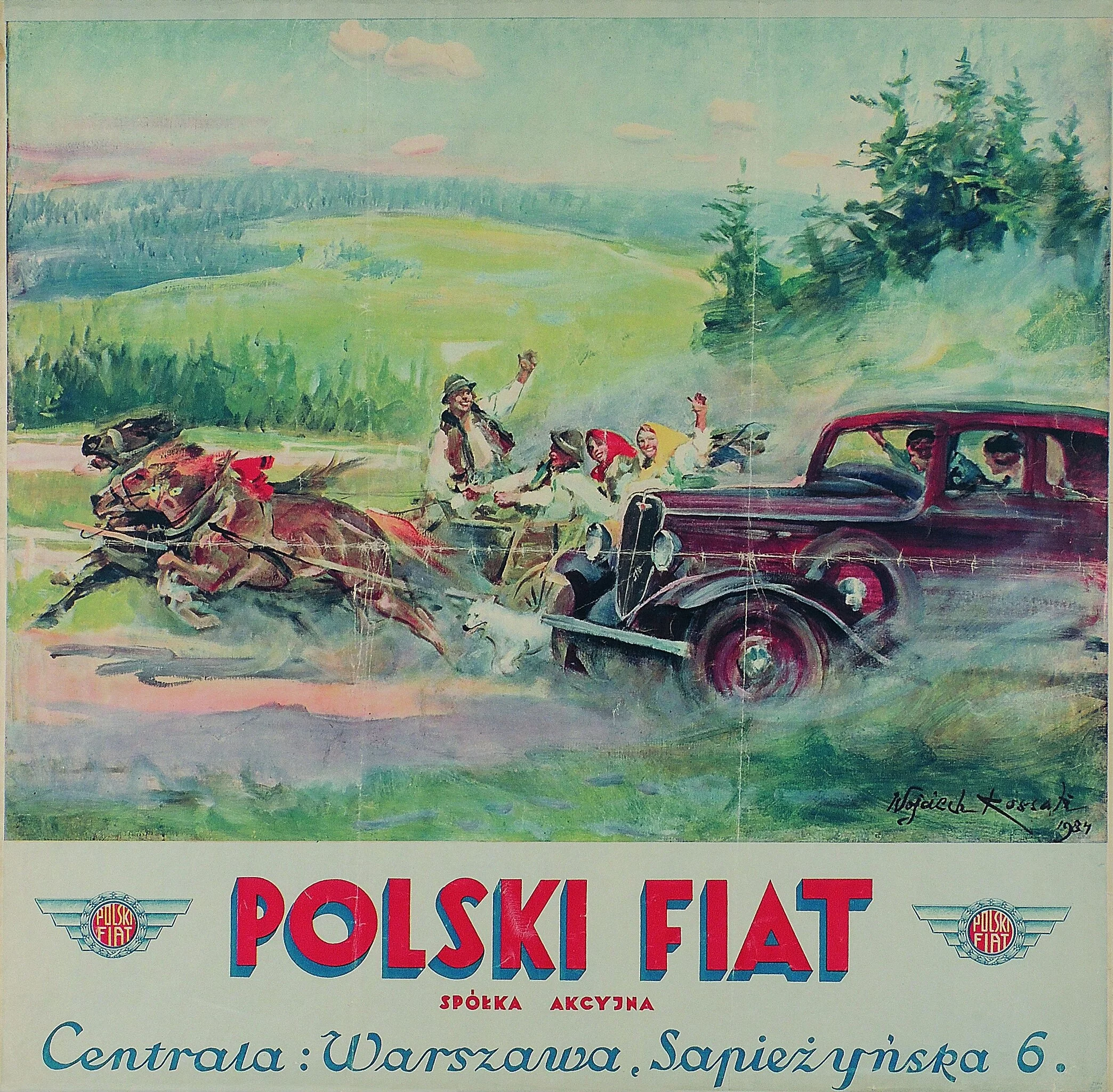 Reklama Fiata autorstwa Wojciecha Kossaka
