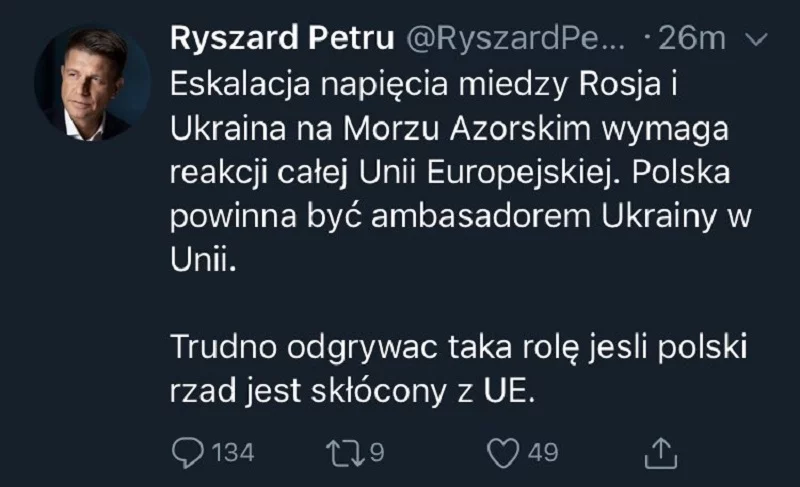 Wpis z konta Ryszarda Petru