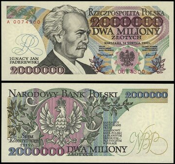 Banknot o nominale 2000000 złotych z 1992 roku