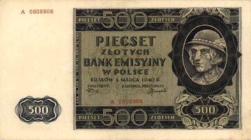 Banknot okupacyjny o nominale 500 złotych