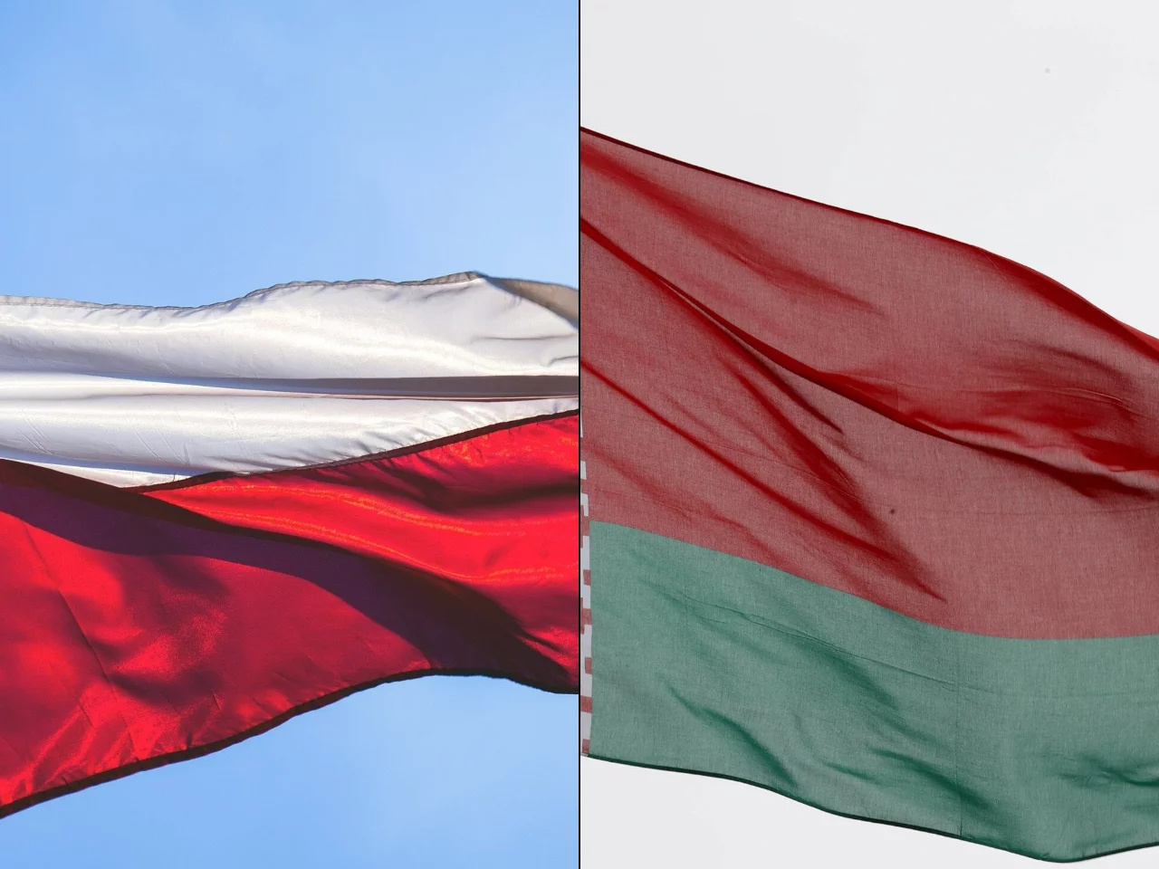 Flagi Polski i Białorusi