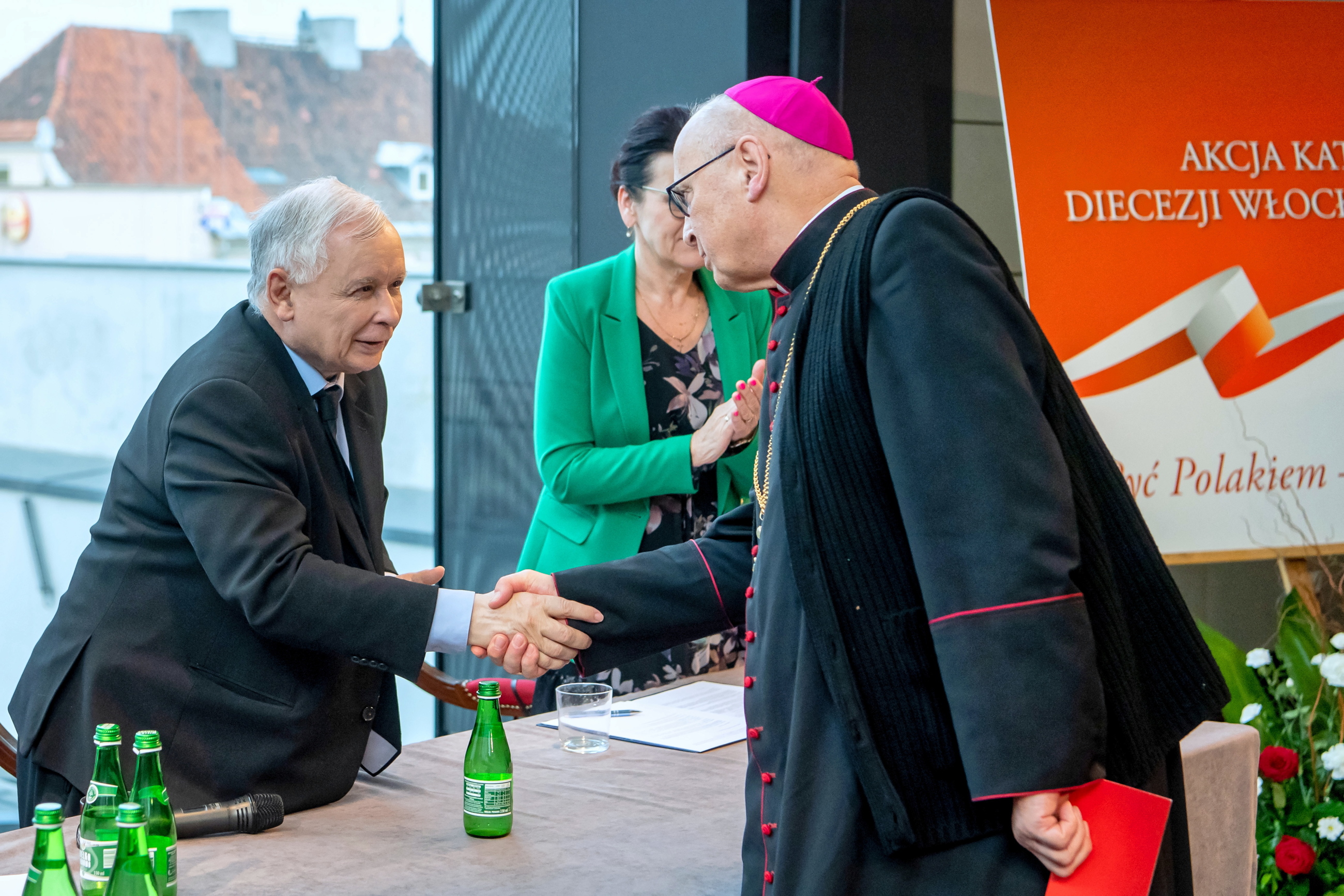 Jarosław Kaczyński i biskup Wiesław Mering