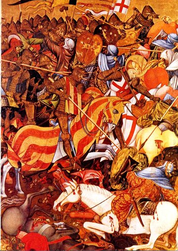 Bitwa o Puig de Santa Maria (1237 r.), obraz z pocz. XV w. Autor: Marzal de Sas.