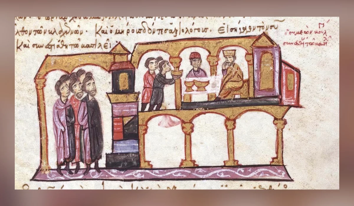 Cesarz Bizancjum Konstantyn VIII Porfirogeneta i Symeon Wielki, car Bułgarii