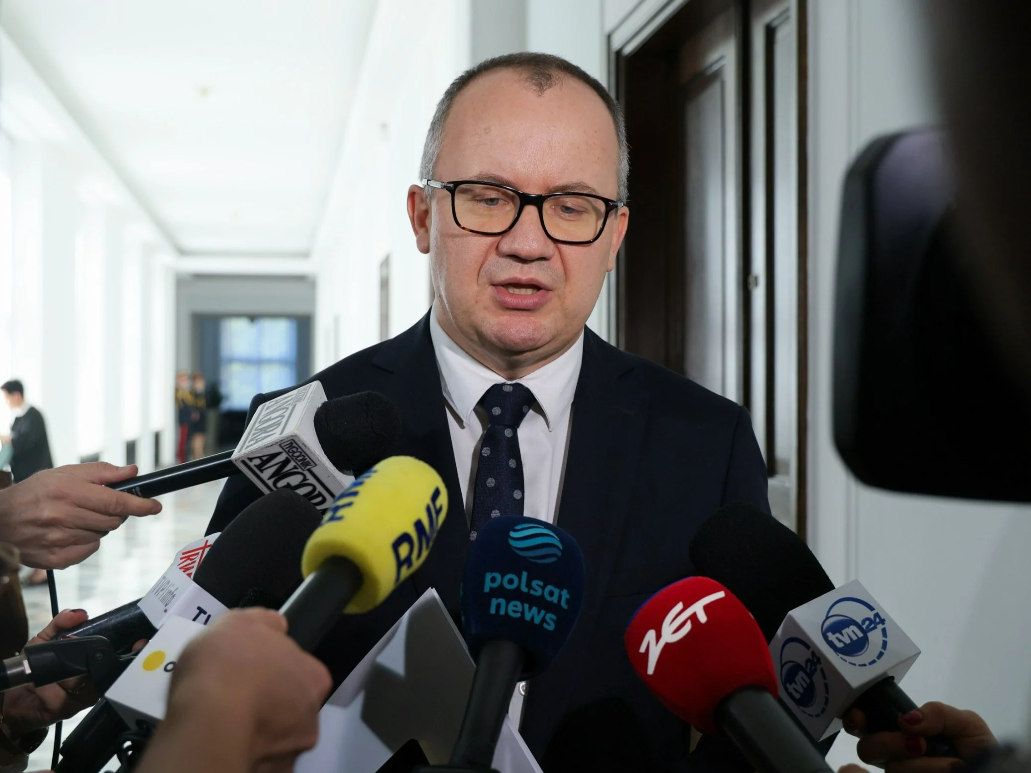 Minister sprawiedliwości, prokurator generalny Adam Bodnar podczas wypowiedzi dla mediów