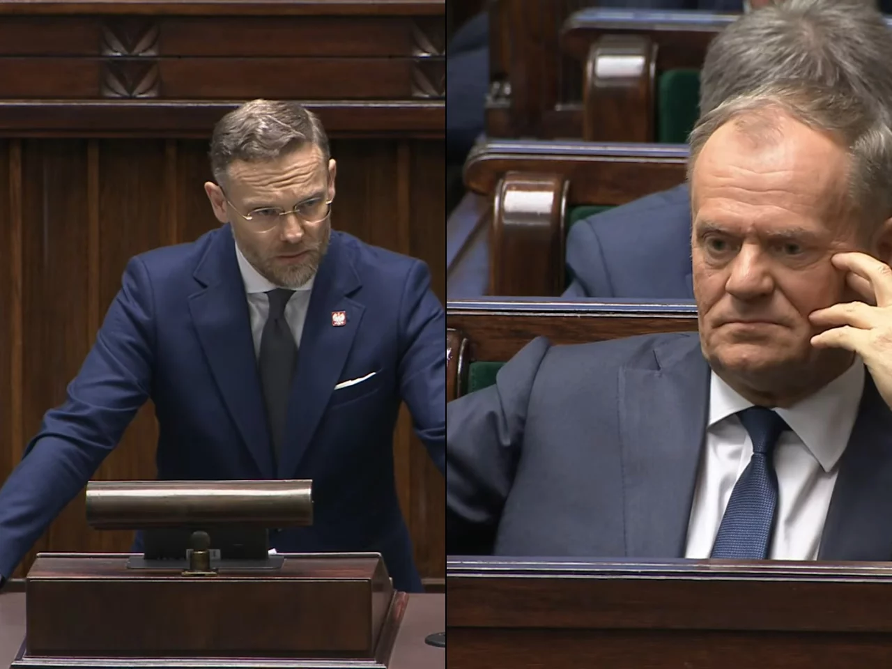 Bogucki mocno do Tuska w Sejmie: Na czyim łańcuchu pan wtedy był?