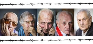 Bohaterowie książki "Dobranoc, Auschwitz. Reportaż o byłych więźniach". Od lewej: Karol Tendera, Lidia Maksymowicz, Stefan Lipniak, Józef Paczyński, Marek Godlewski