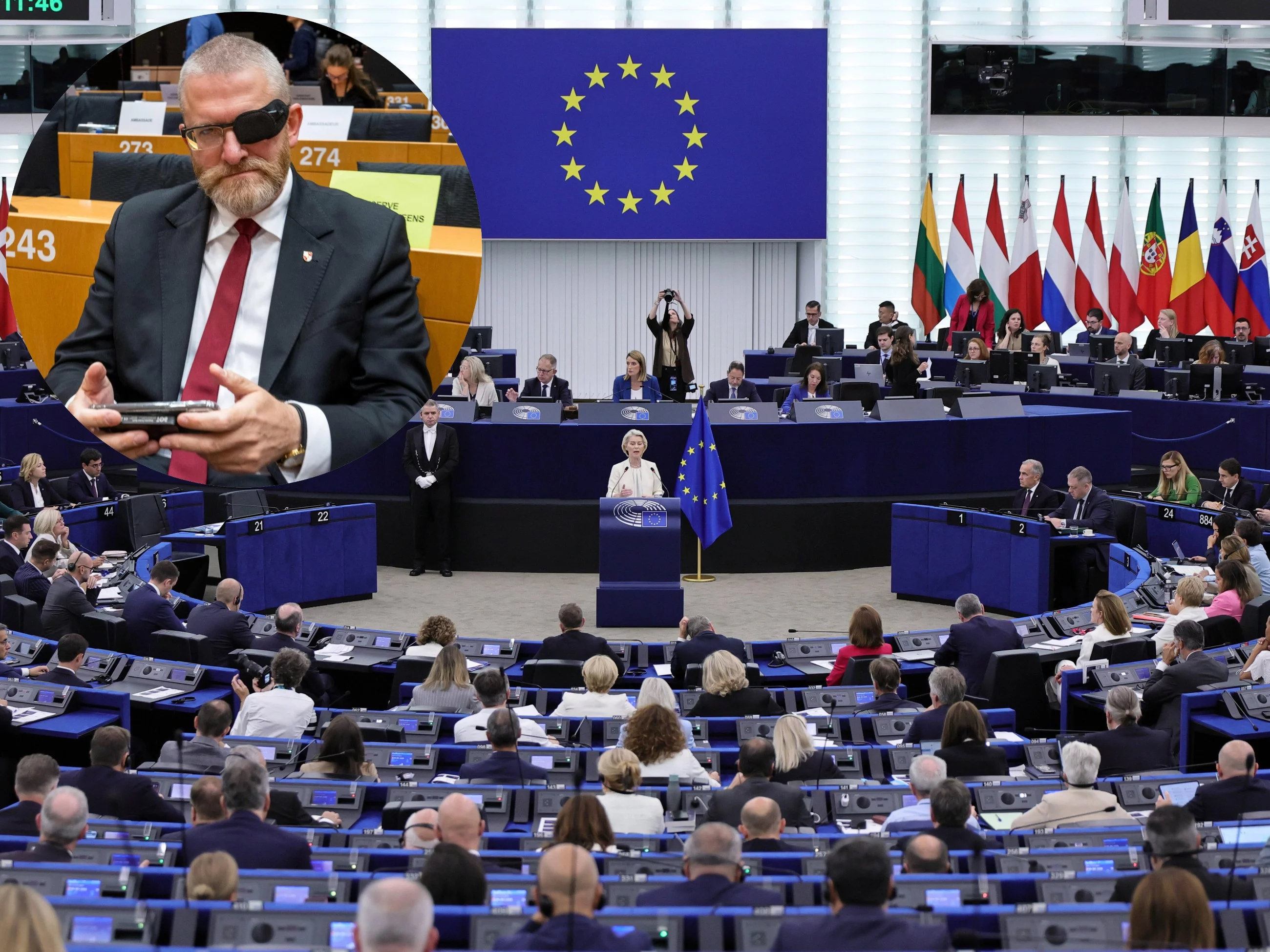 Polski poseł do Parlamentu Europejskiego Grzegorz Braun (Konfederacja Korony Polskiej)