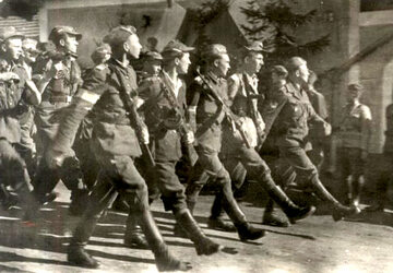 Brygada Świętokrzyska NSZ podczas parady w 1945 r.
