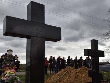 Bucza, obwód kijowski. Pogrzeb ofiar rosyjskich żołnierzy