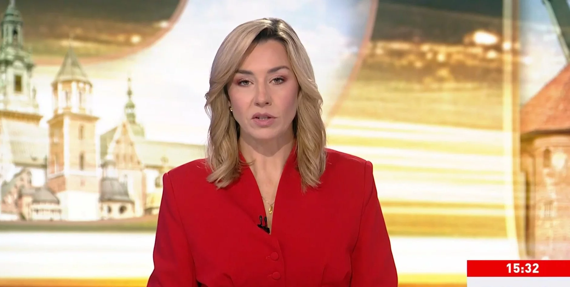Dziennikarka Joanna Mąkosa na antenie TVP Info