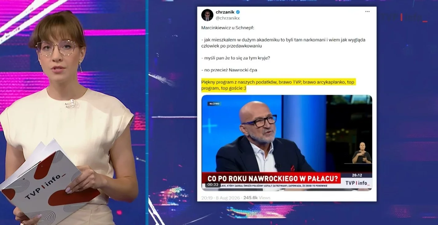 Kadr z programu "Wykrywacz kłamstw" w TVP Info