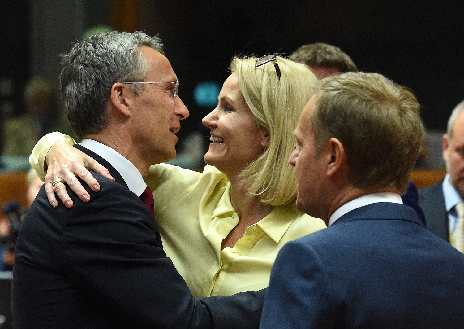 Przewodniczący Rady Europejskiej Donald Tusk, premier Danii Helle Thorning-Schmidt i sekretarz generalny NATO Jens Stoltenberg