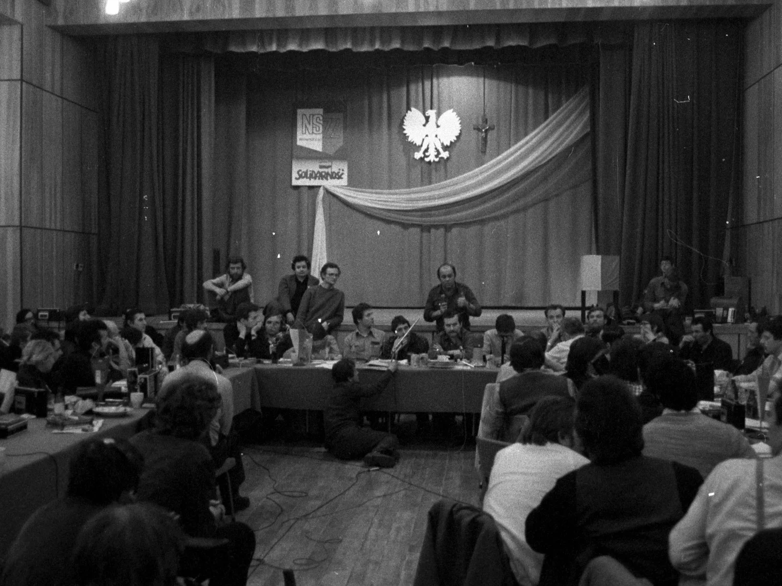 Obrady Krajowej Komisji Porozumiewawczej w Domu Kultury Zakładów Naprawczych Taboru Kolejowego w Bydgoszczy, marzec 1981 r.