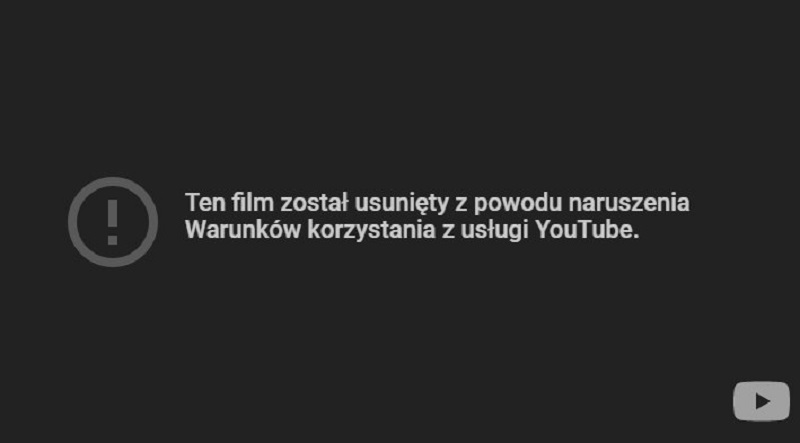 Po kilku dniach od premiery filmu, dzisiaj serwis Youtube usunął go ze swojej strony. Do tego czasu obejrzało go ponad 60 tys. osób.