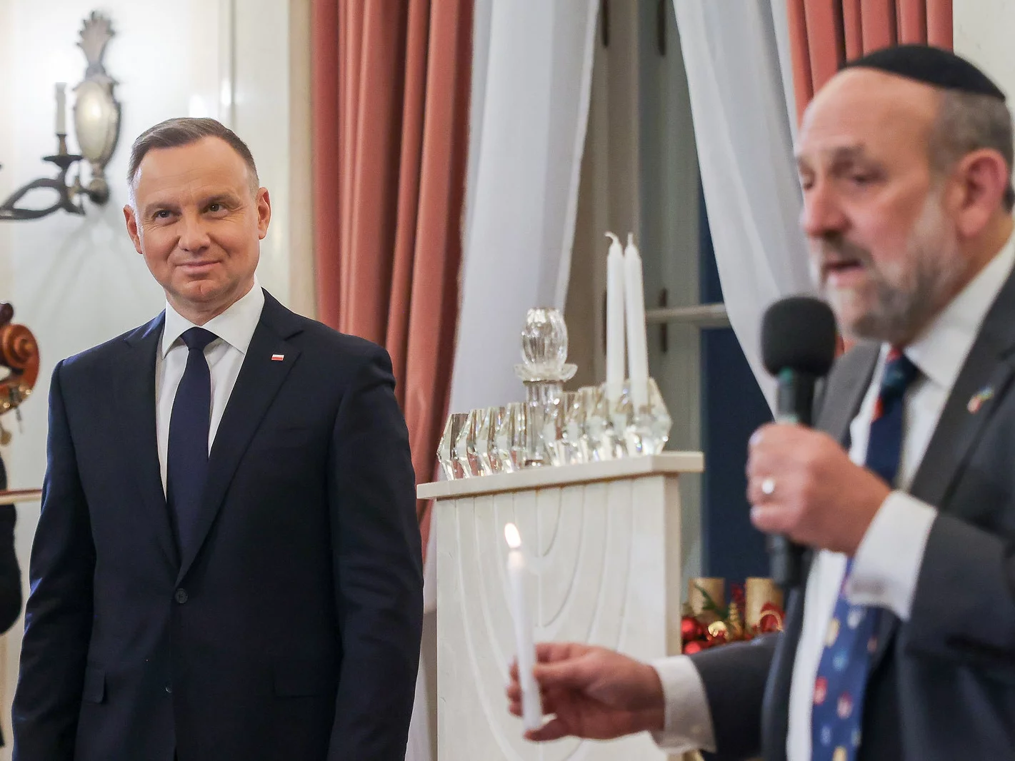 Prezydent Andrzej Duda i rabin Michael Schudrich