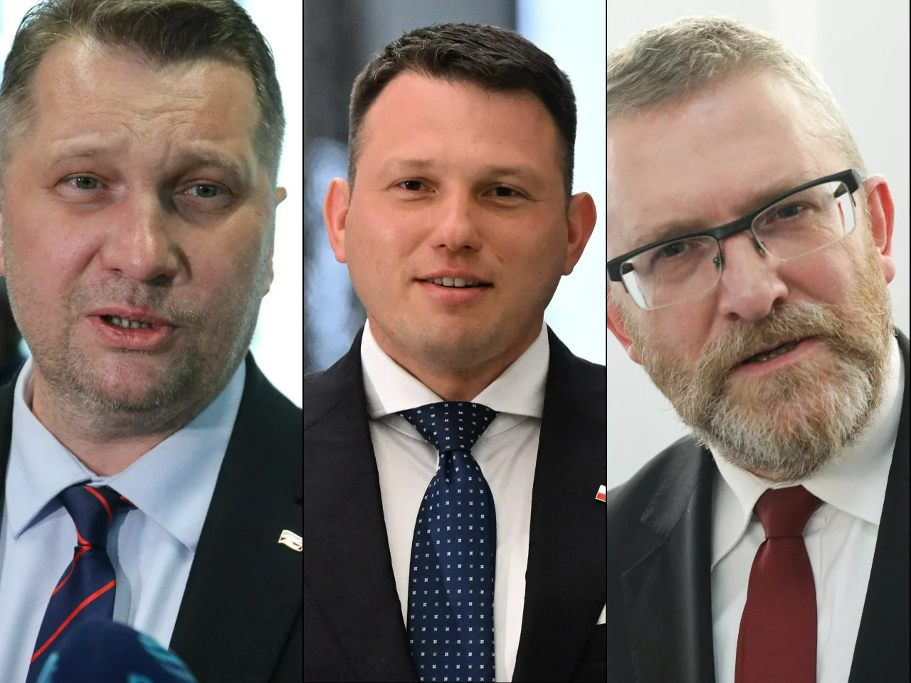 Przemysław Czarnek (PiS), Sławomir Mentzen (Konfederacja), Grzegorz Braun (KKP)