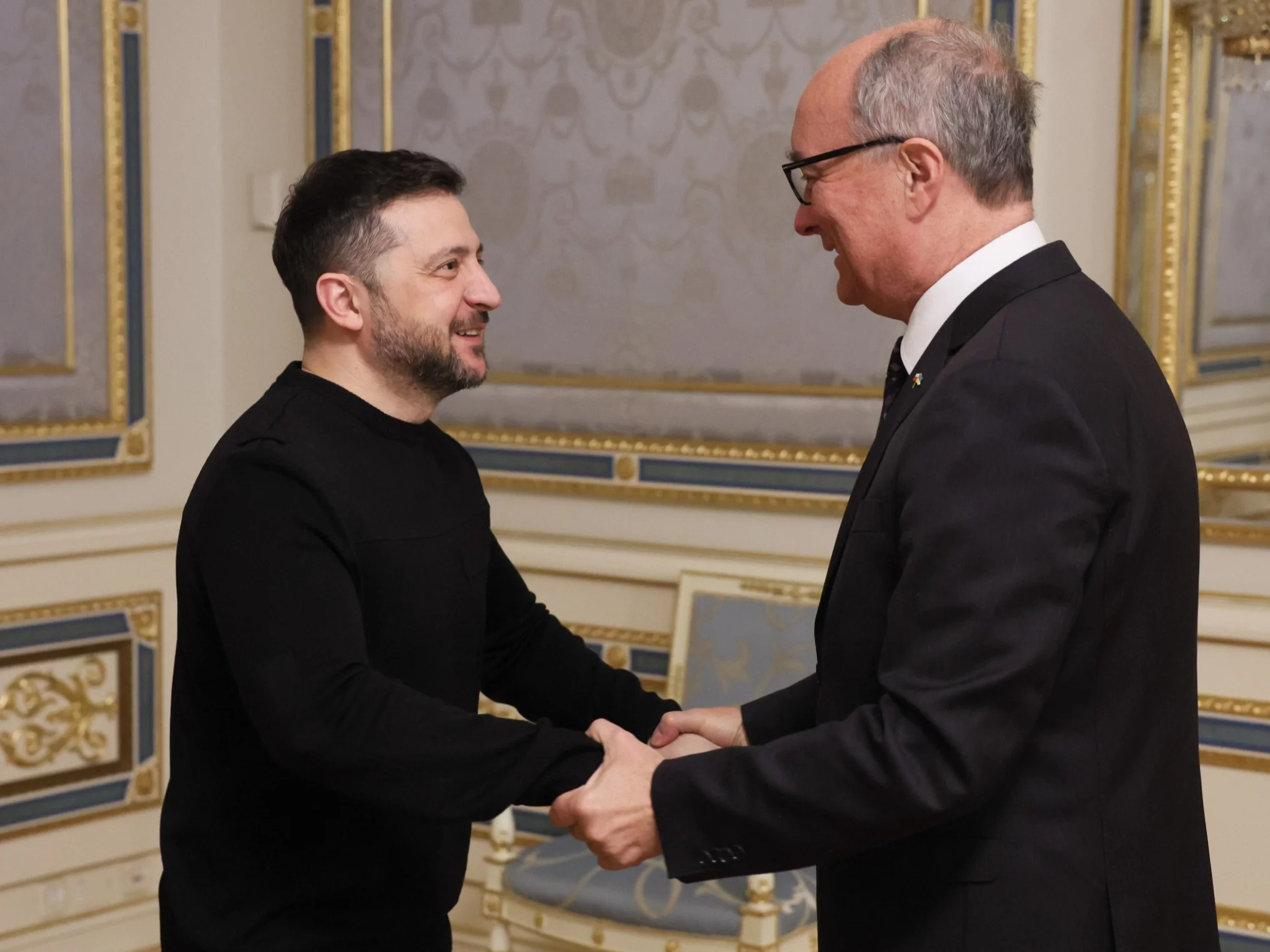 Prezydent Ukrainy Wołodymyr Zełenski i marszałek Sejmu Włodzimierz Czarzasty podczas spotkania w Kijowie