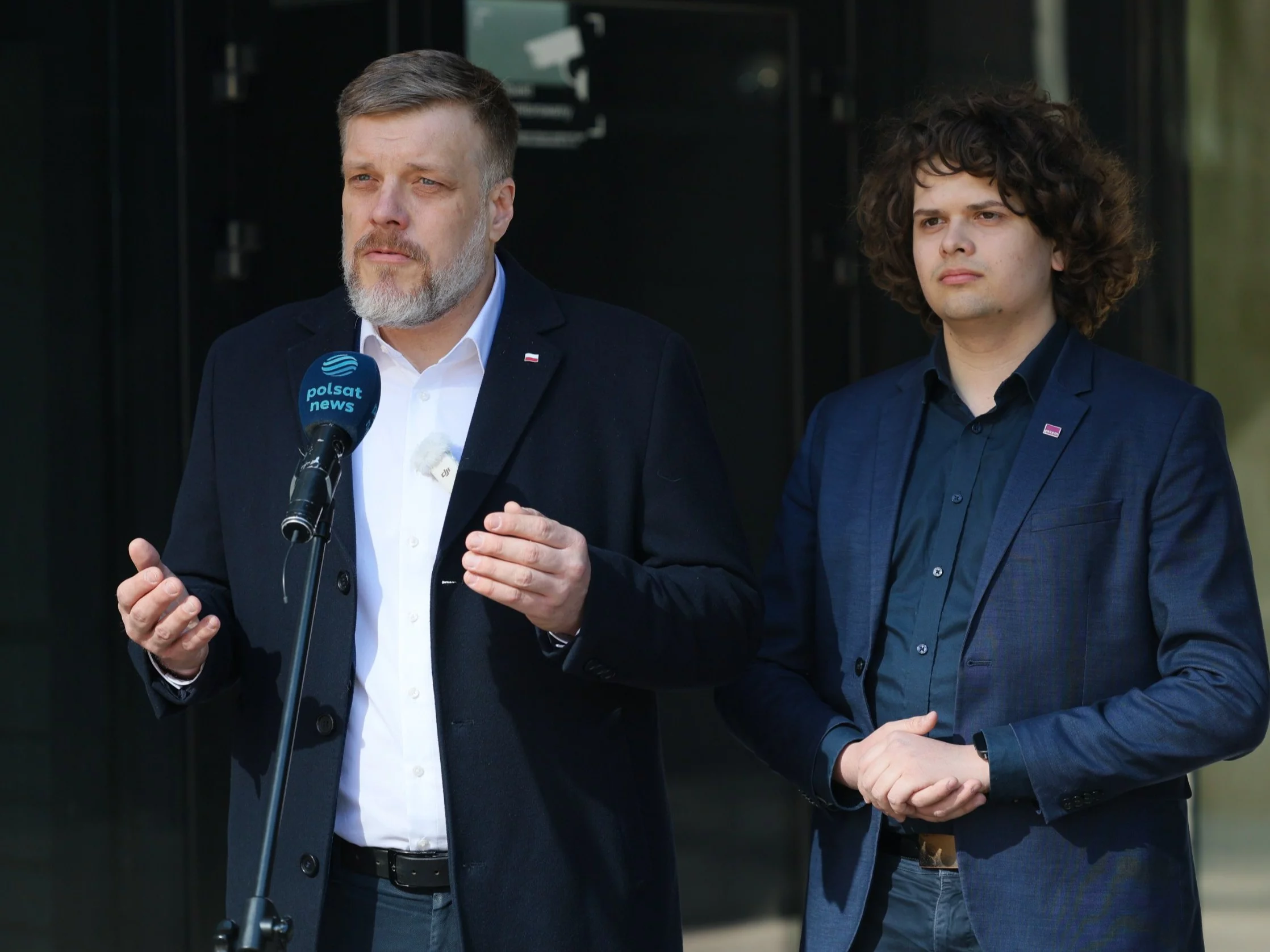 Adrian Zandberg i rzecznik Razem Mateusz Merta