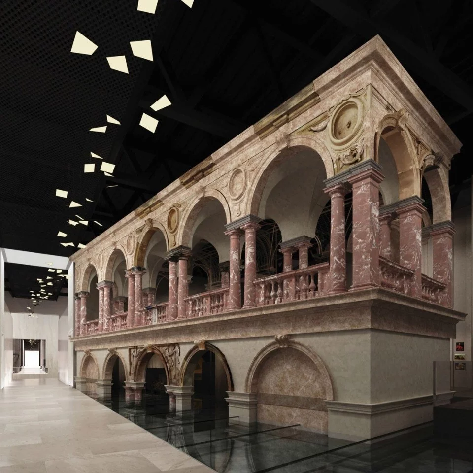 Wizualizacja rekonstruowanej fasady rezydencji Villa Regia w Muzeum Historii Polski
