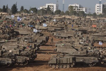 Czołgi wojsk Izraela w Strefie Gazy
