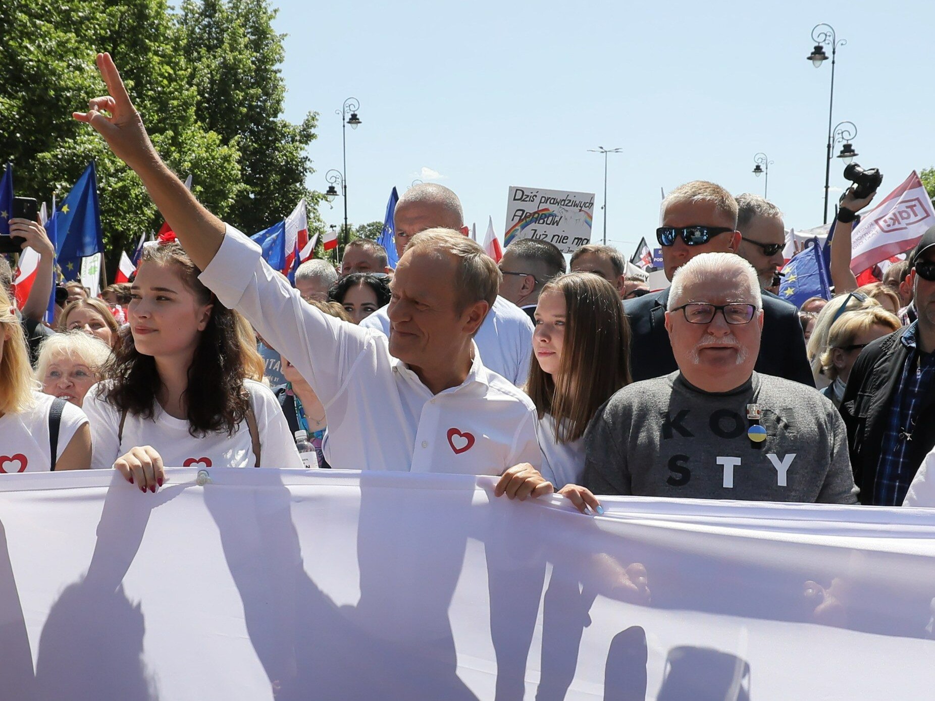 Marsz 4 czerwca. Donald Tusk i Lech Wałęsa