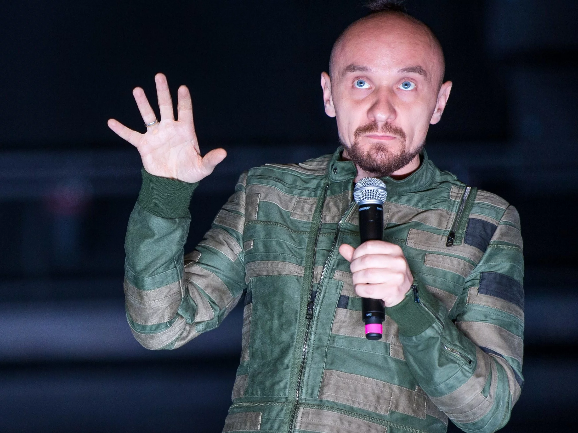 Próba prasowa spektaklu "Termopile Polskie" w reżyserii Jana Klaty na scenie im. Jerzego Grzegorzewskiego we Wrocławskim Teatrze Polskim