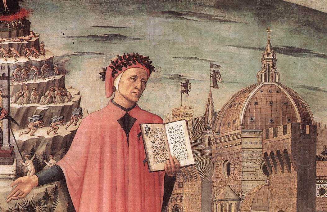 Dante Alighieri zawieszony między Czyśćcem a Florencją, mal. Domenico di Michelino , Florencja, 1465