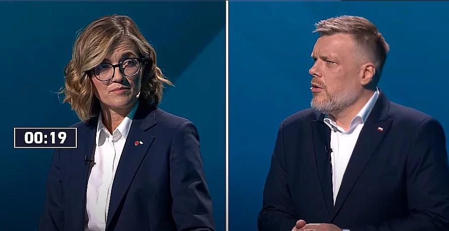 Magdalena Biejat i Adrian Zandberg na debacie TVP