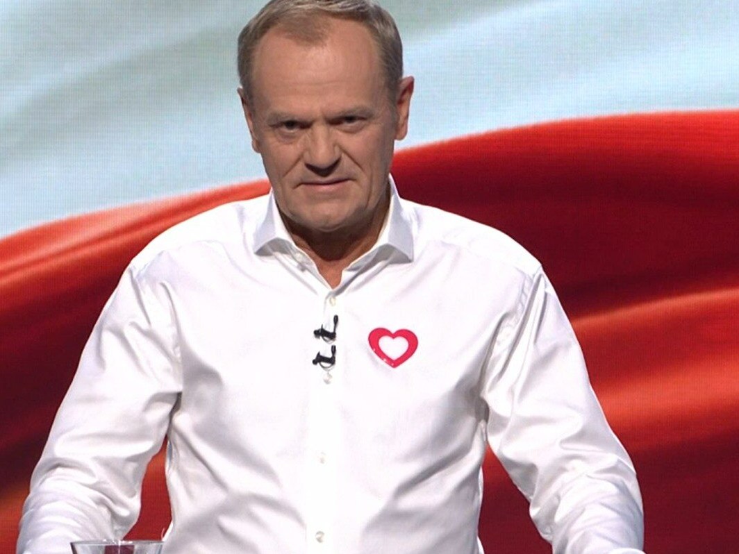 Donald Tusk podczas debaty w TVP