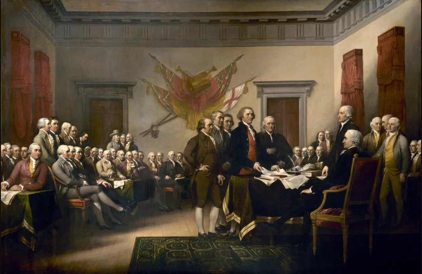 Obraz ilustrujący podpisanie deklaracji niepodległości USA, mal. John Trumbull