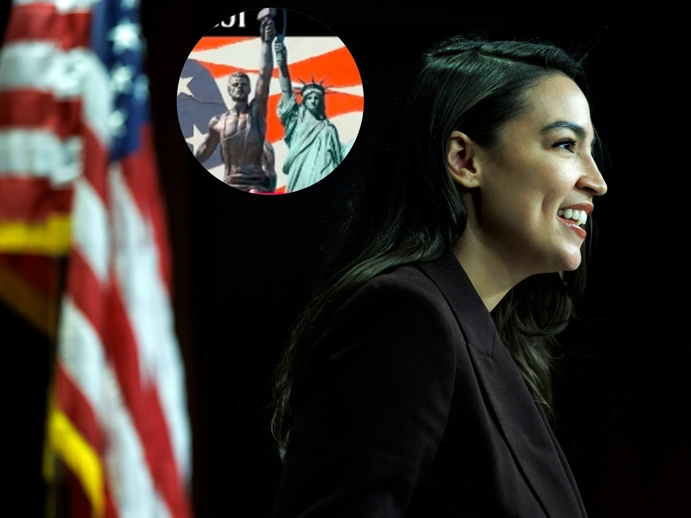 Alexandria Ocasio-Cortez. Grafika ze Statuą Wolności