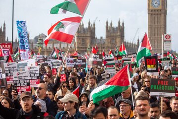Demonstracje poparcia dla Palestyny w Londynie