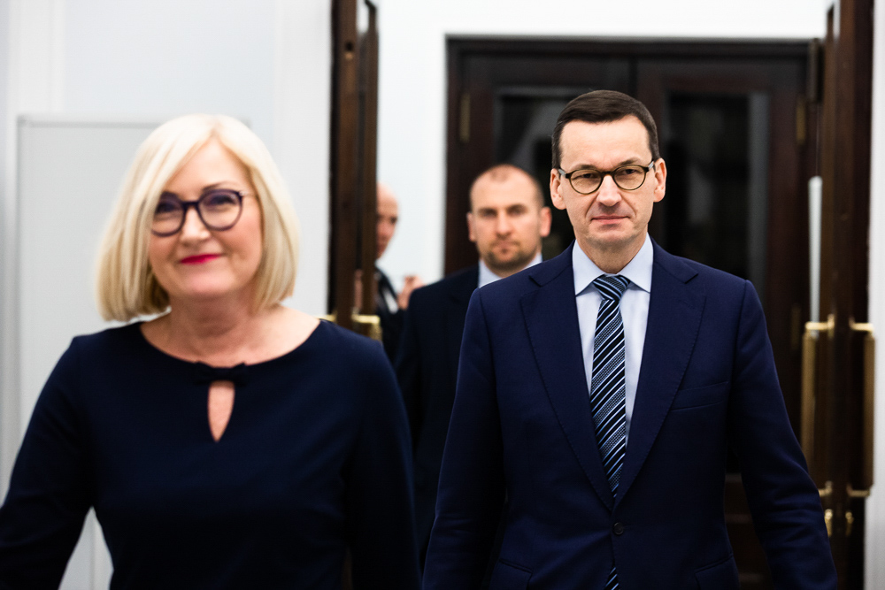 Joanna Kopcińska i Mateusz Morawiecki w Sejmie