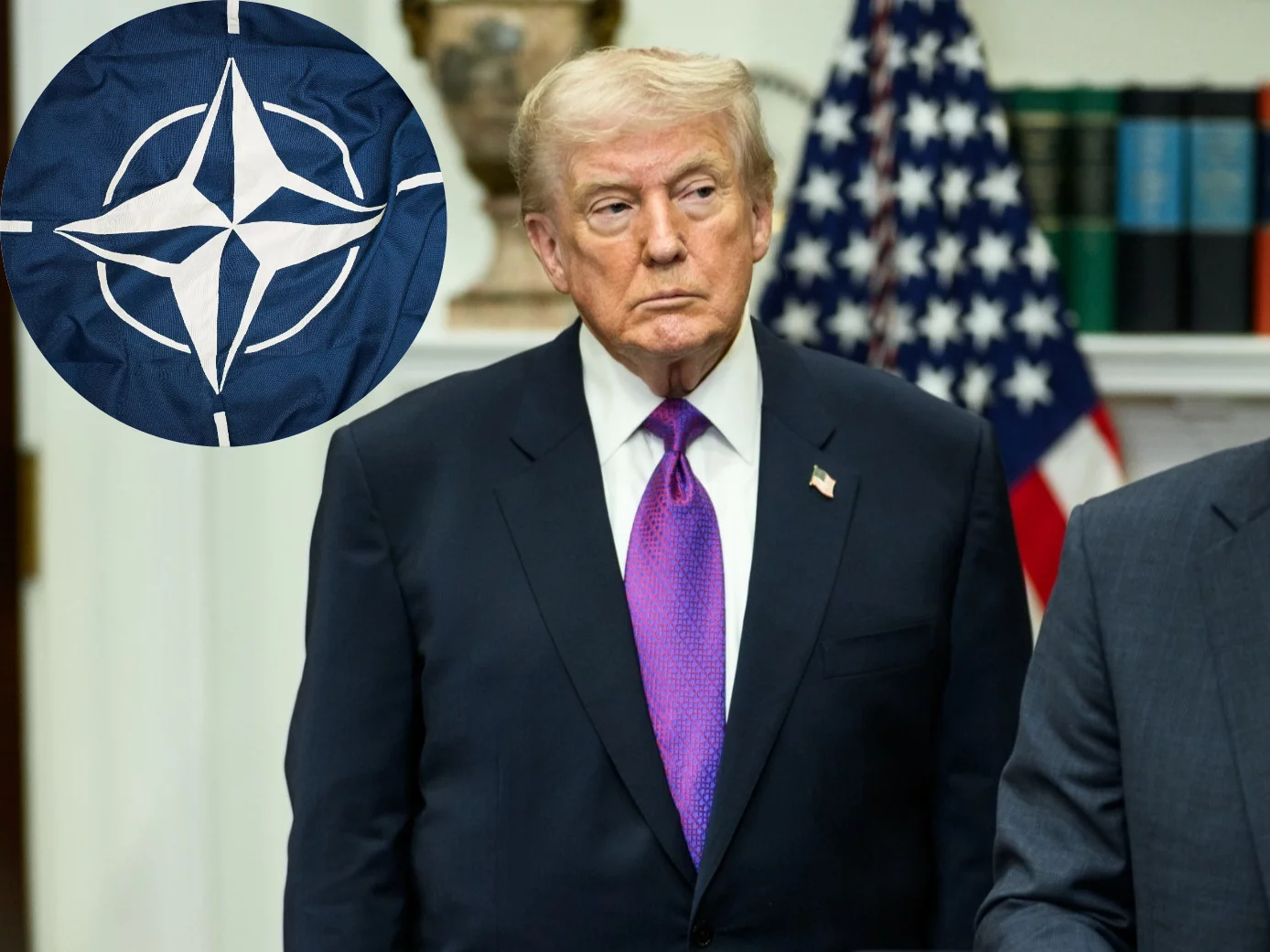 Prezydent Donald Trump, flaga NATO