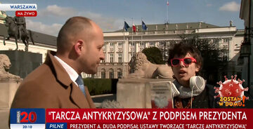 Do niecodziennej sytuacji doszło podczas relacji na żywo sprzed Pałacu Prezydenckiego w Warszawie.