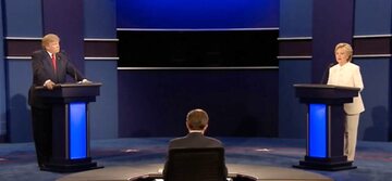 Donald Trump i Hillary Clinton podczas trzeciej debaty telewizyjnej