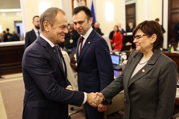 Donald Tusk, Izabela Leszczyna i Andrzej Domański