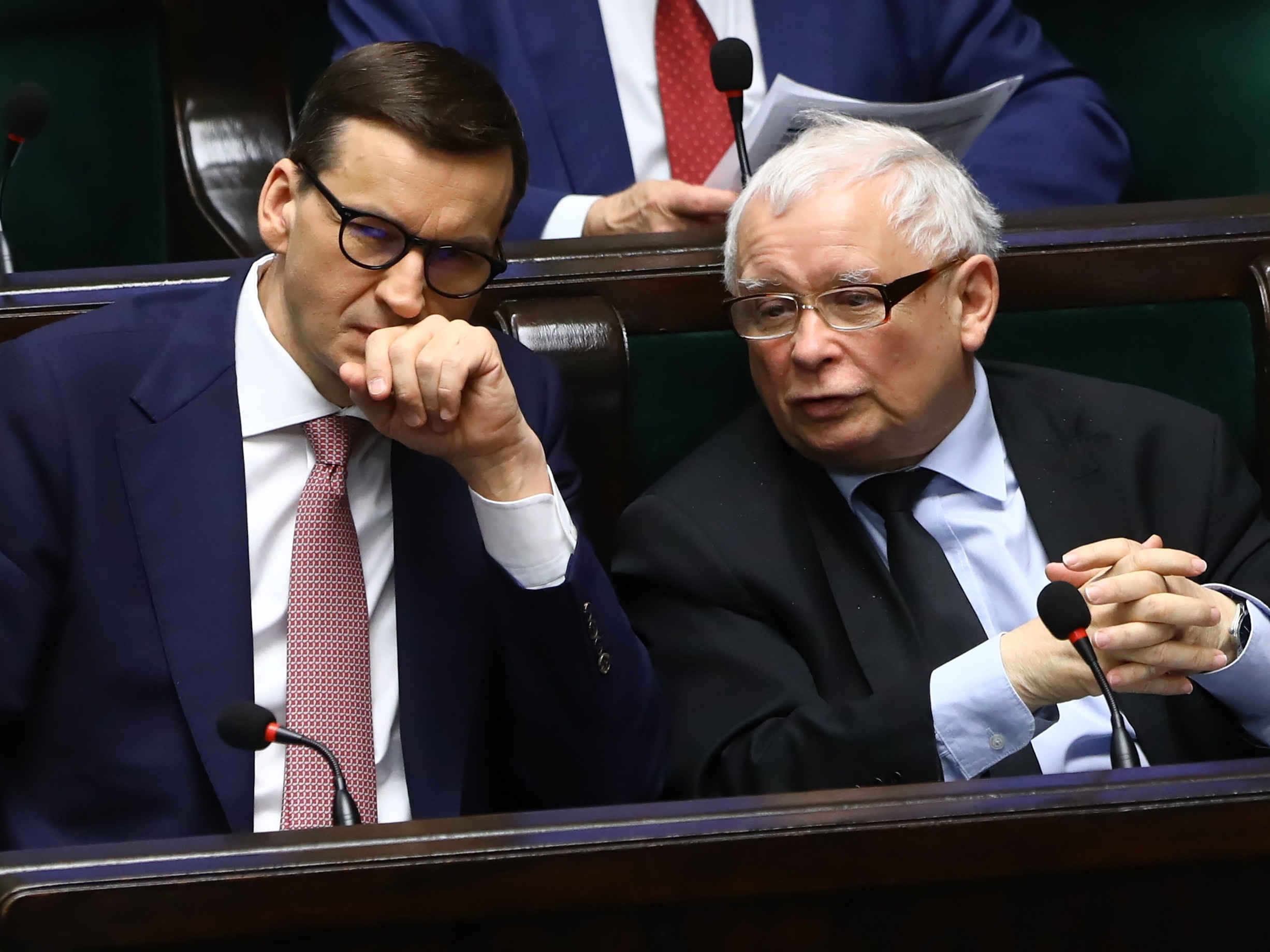 Premier Mateusz Morawiecki i prezes PiS Jarosław Kaczyński w Sejmie