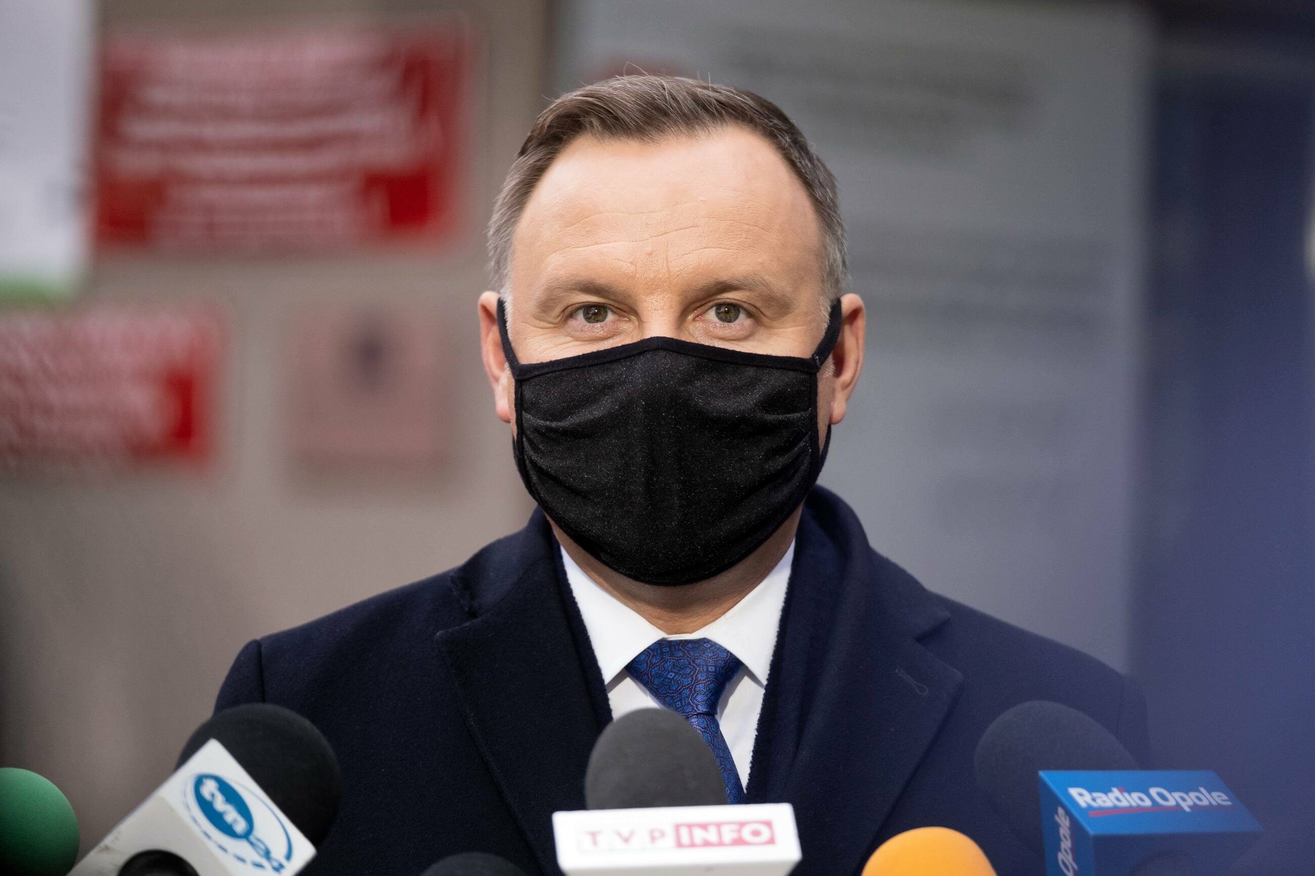 Prezydent Andrzej Duda podczas wypowiedzi dla mediów