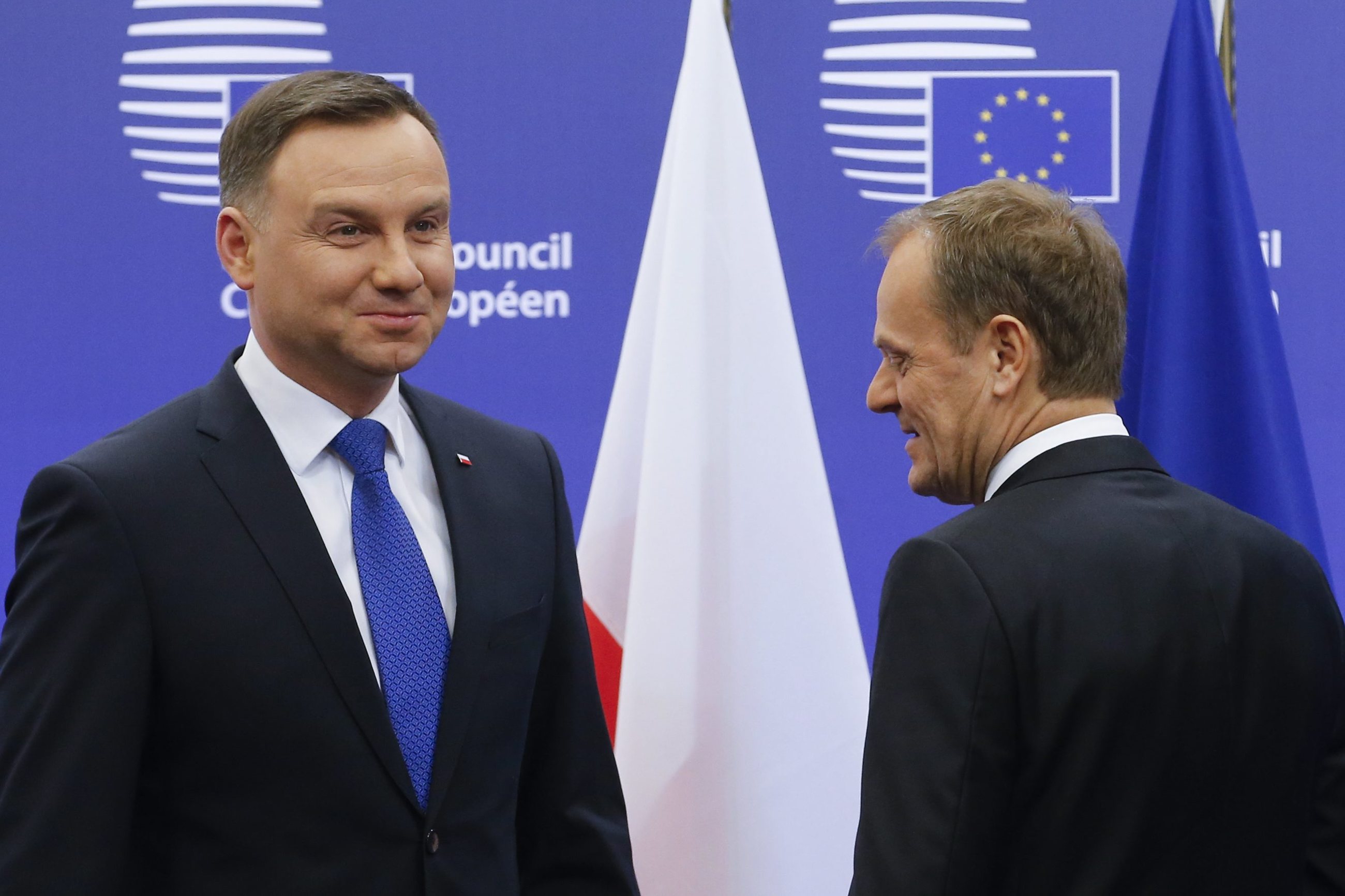 Prezydent Andrzej Duda i były polski premier, szef Rady Europejskiej Donald Tusk