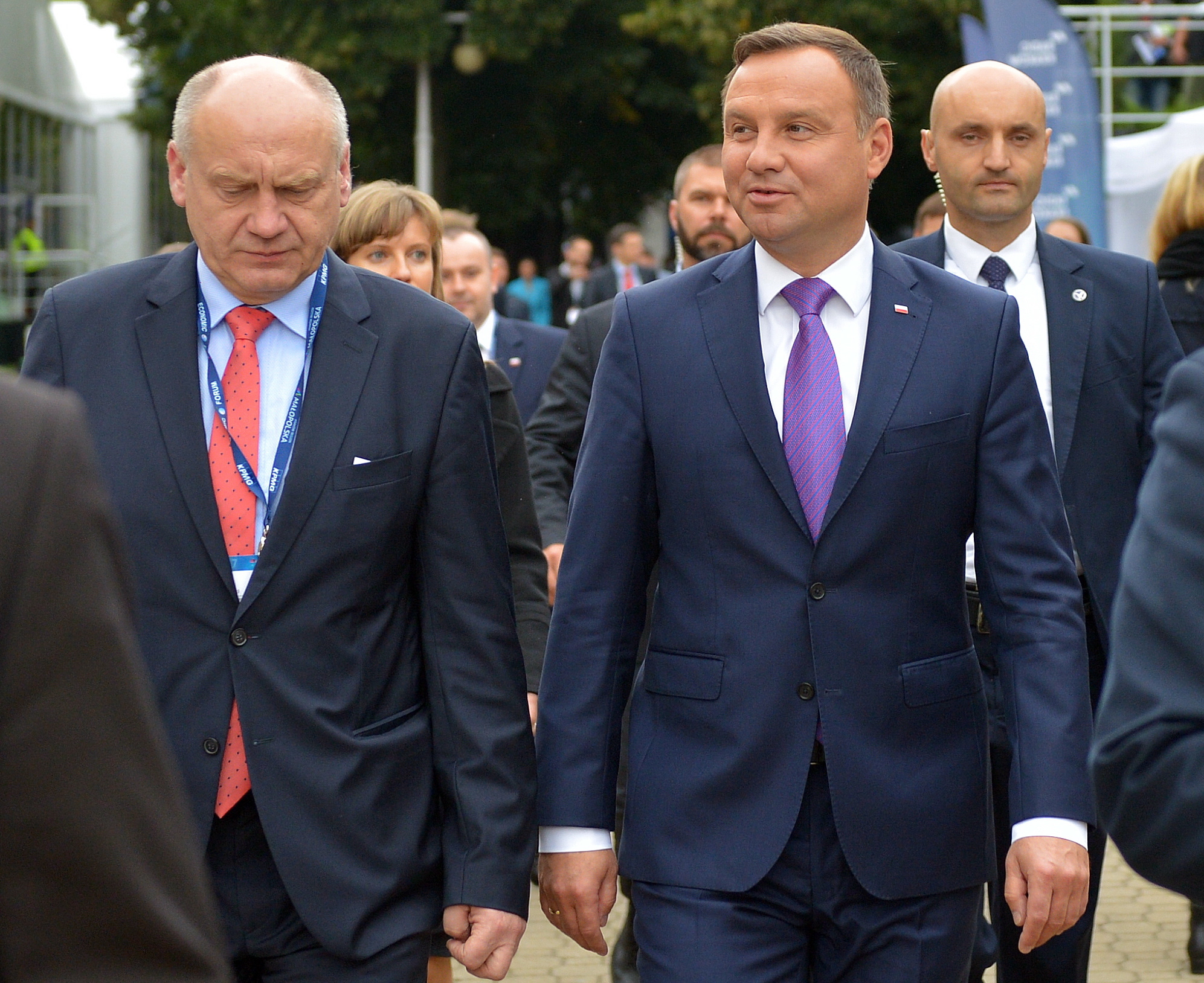 Prezydent Andrzej Duda i prezes Fundacji Instytut Studiów Wschodnich Jerzy Bochyński na XXVII Forum Ekonomicznym w Krynicy-Zdroju