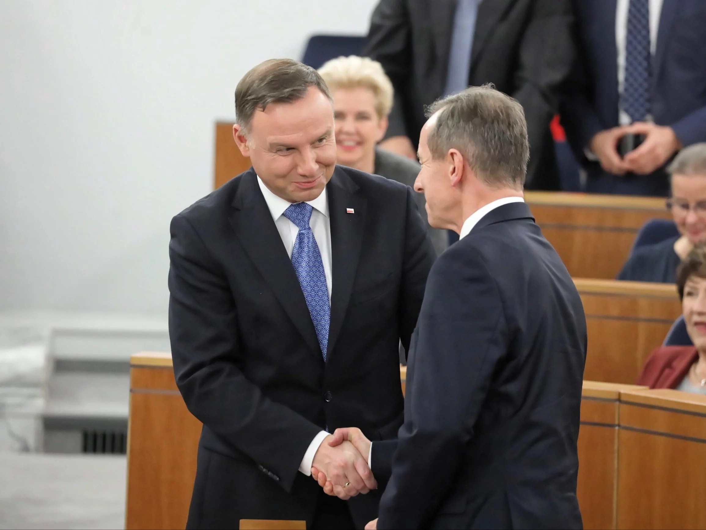 Prezydent Andrzej Duda i były marszałek Senatu Tomasz Grodzki